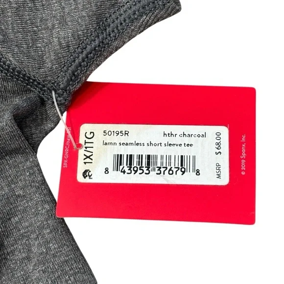 SPANX‎ Lamn Seamless Short Sleeve Tee Charcoal Gray - size 1X NWT - Picture 4 of 5
